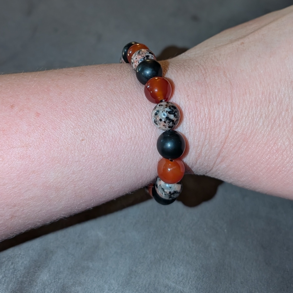 Shungite, Carnelian, And Jasper Bracelet - Picture 5 of 5